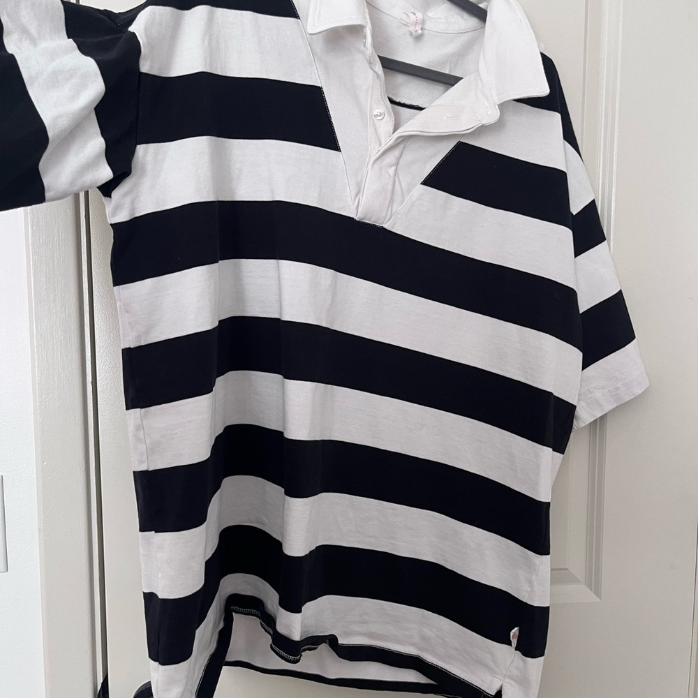 Classic Black and White Striped Women's Polo Shirt